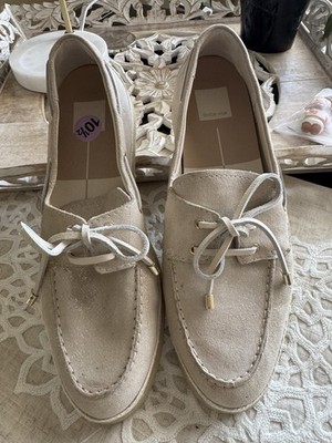 Dolce Vita Cream Canvas Boat Shoes Loafers Lace Up Size 10.5  display picture 1