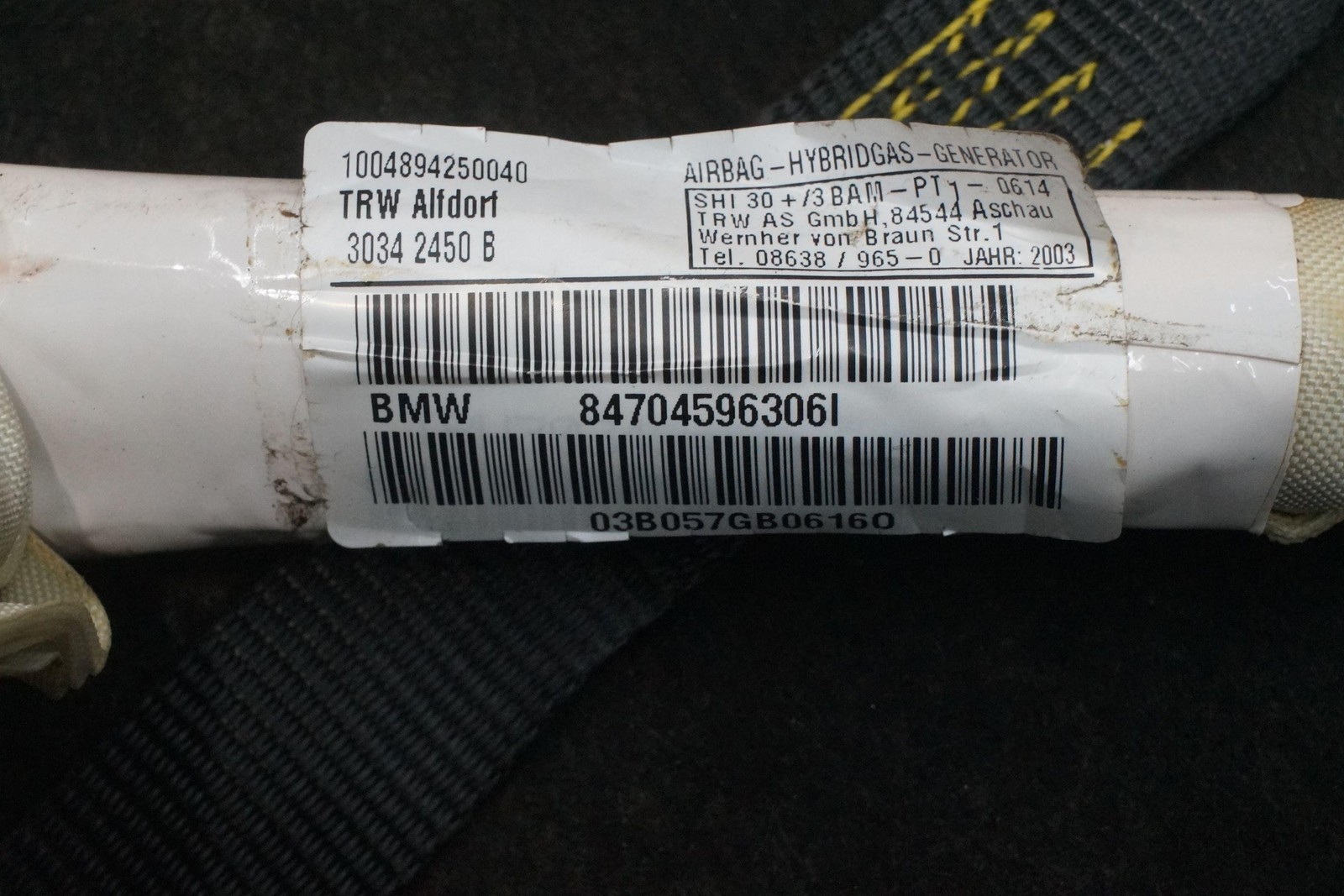 Left Driver Roof Head Airbag Curtain 72127045963 OEM Rolls Royce Phantom 2004