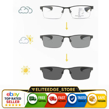 Photochromic Gunmetal Progressive Multifocal Reading Glasses Anti-blue Magnifier