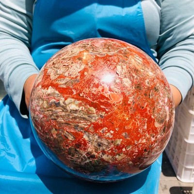 19.91LB Natural Money Agate Crystal Ball Quartz Crystal Reiki Healing Stone 4806