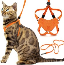 Escape Proof Cat Harness Leash Set Adjustable Comfortable No Pull Vest Black Med