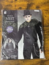 Black Vest Gothic Vampire Count Halloween Adult Costume Cosplay Standard Sz NEW