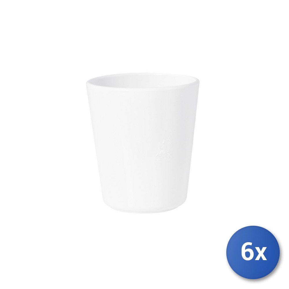 6x H&H 100% Melamine Drinking Glasses White Color 25 Cl