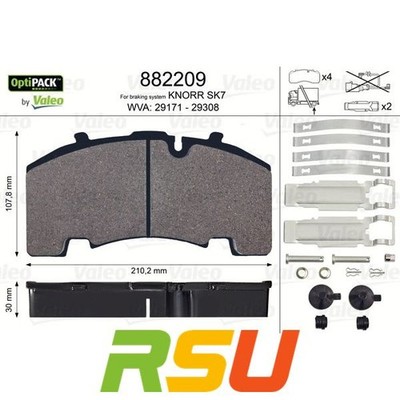 Valeo Bremsbelagsatz, Scheibenbremse OPTIPACK 882209 Fahrzeugtyp NKW
