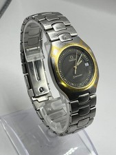 OMEGA Seamaster Polaris 1455/448 Quartz Watch Gray Dial Gold Bezel Date 3