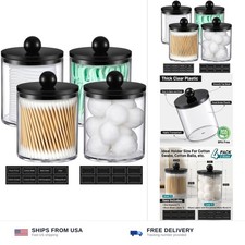 4 Pack Acrylic Qtip Holder Dispenser for Cotton Swabs, Balls, Pads, Floss - P...