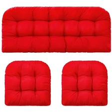 3 Pack Wicker Furniture Cushions Waterproof Outdoor/Indoor Tufted Wicker Chai...