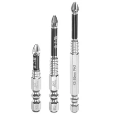 3pcs PH2 Phillips Screwdrivers Bit 1/4" Hex Shank 2+2.8+3.5" Magnetic Black