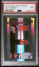 Panini Spellbound #11 2010 Justin Bieber primera impresión "E" Holo Rookie RC PSA 9