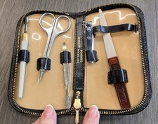 Vintage 6 Piece Manicure Set With Cowhide Case Made In Germany