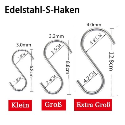 Edelstahl S-Haken Metallhaken Edelstahlhaken S-Form Haken Küchenhaken Badhaken