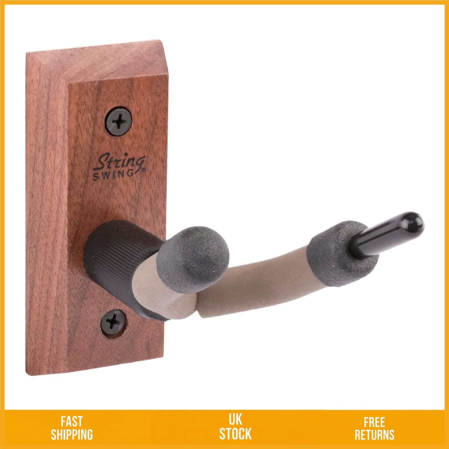 Elegant Black Walnut Wall Mount Violin Hanger with Bow Holder 1 Pack