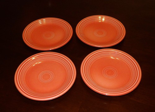 FIESTA HLC Set of 4 Persimmon Orange Salad Plates 7.25" RETIRED - Into 1989 -EUC