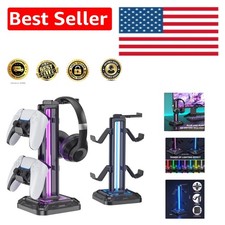 Detachable Hook  360  Rotatable RGB Headphone Stand - Enhance Your Desk Style
