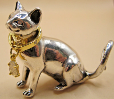 Wunderschöne Katze aus Sterlingsilber & echtem Diamant