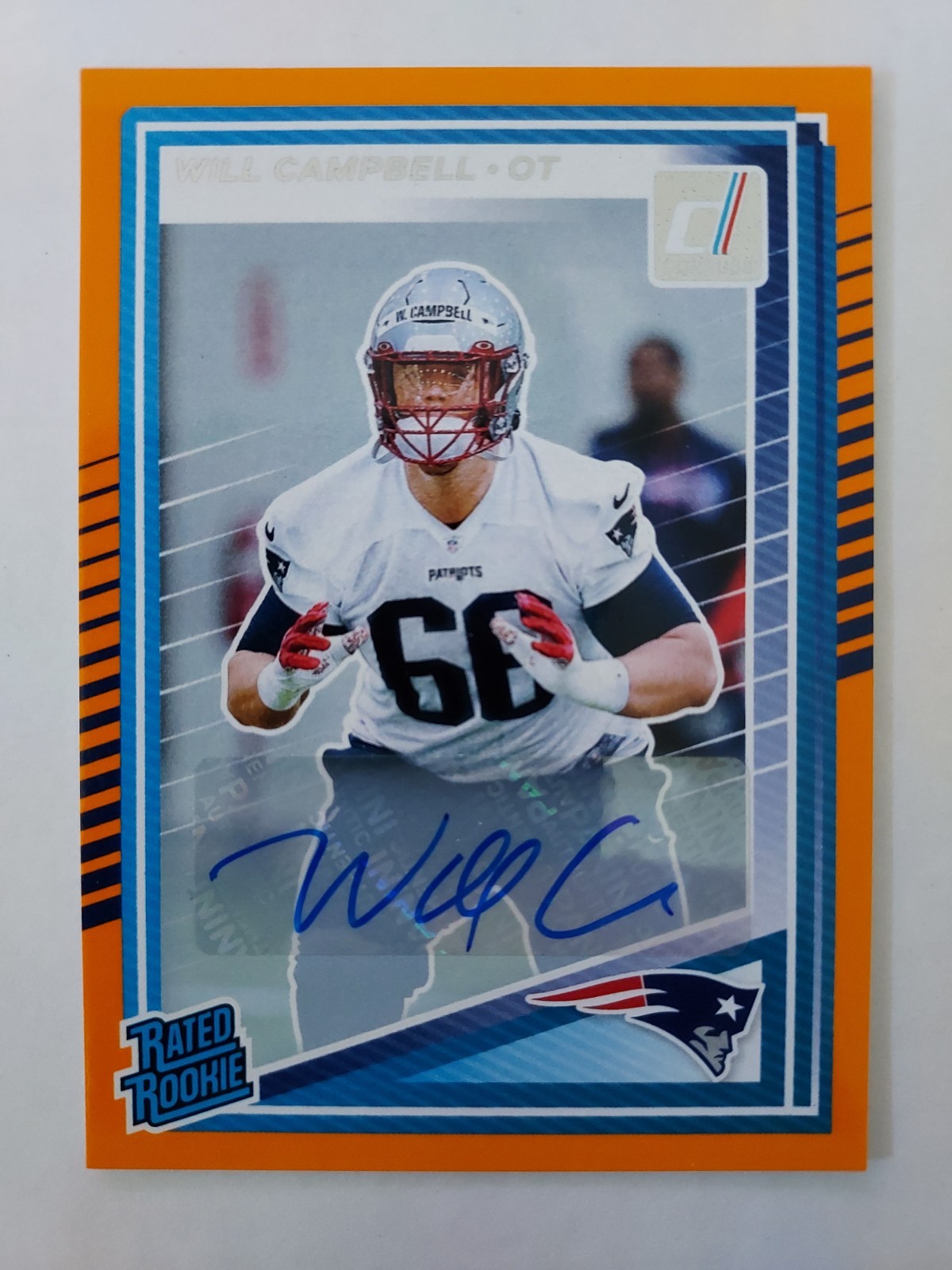 2025 Donruss Football  - Will Campbell #345 Rated Rookie Orange Auto - Patriots