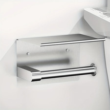 Stainless Steel Wall Mounted Toilet Paper Holder with Shelf - a Stylish Bathroom