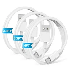 Car Carplay Cable for iPhone 17 16 15 Pro Plus Pro Max 6FT+3.3FT+3.3FT White