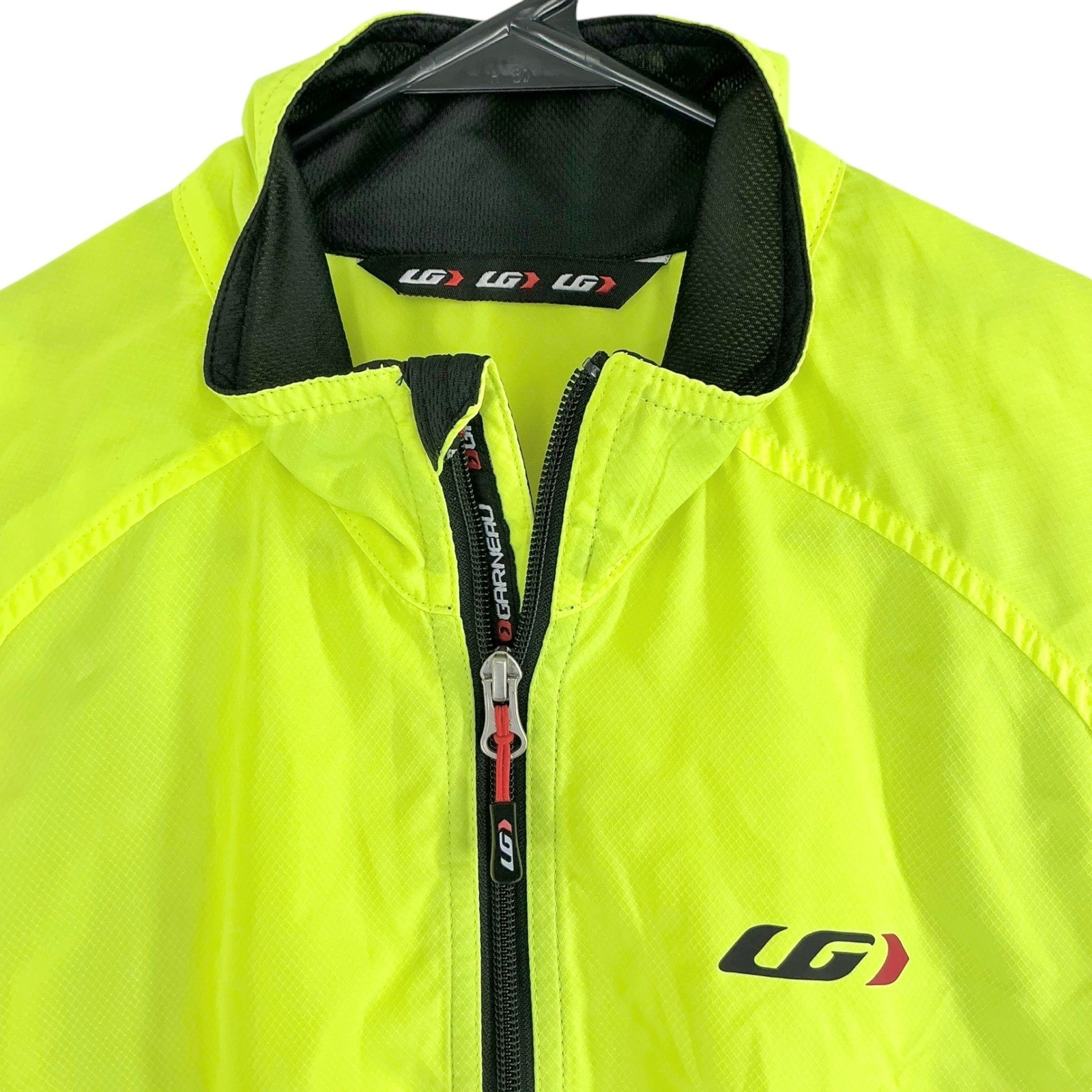 Louis Garneau Cycling Jacket Men's Medium Neon Yellow Black Full Windbreaker