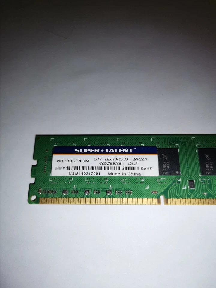 Super Talent 4 GB RAM Memory 1333 Mhz  Desktop DDR3 PC3 10600u - Image 2 of 2