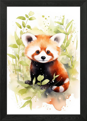 Roter Panda Aquarell gerahmtes Wandbild Poster Leinwanddruck Bild