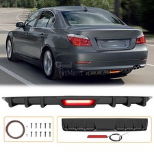 For 5er E60 E61 Sedan Glossy Rear Bumper Diffuser Lip Spoiler W Led Break Light