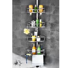 Organizador ducha esquina 4 niveles telesc pico inox ajustable 47-121". Gris pl