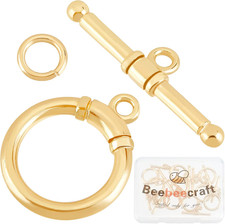 10 Sets Toggle Jewelry Clasps 18K Gold Plated | round Ring Toggle T