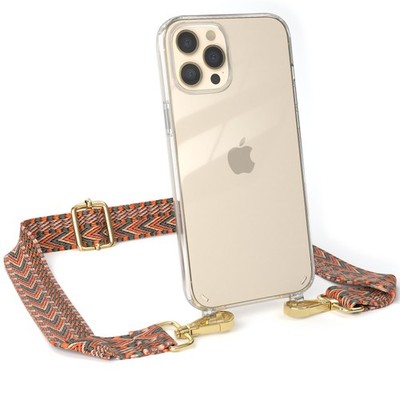 Handykette für iPhone 12 Pro Max Boho Schnur Hülle mit Band breit Orange / Grün