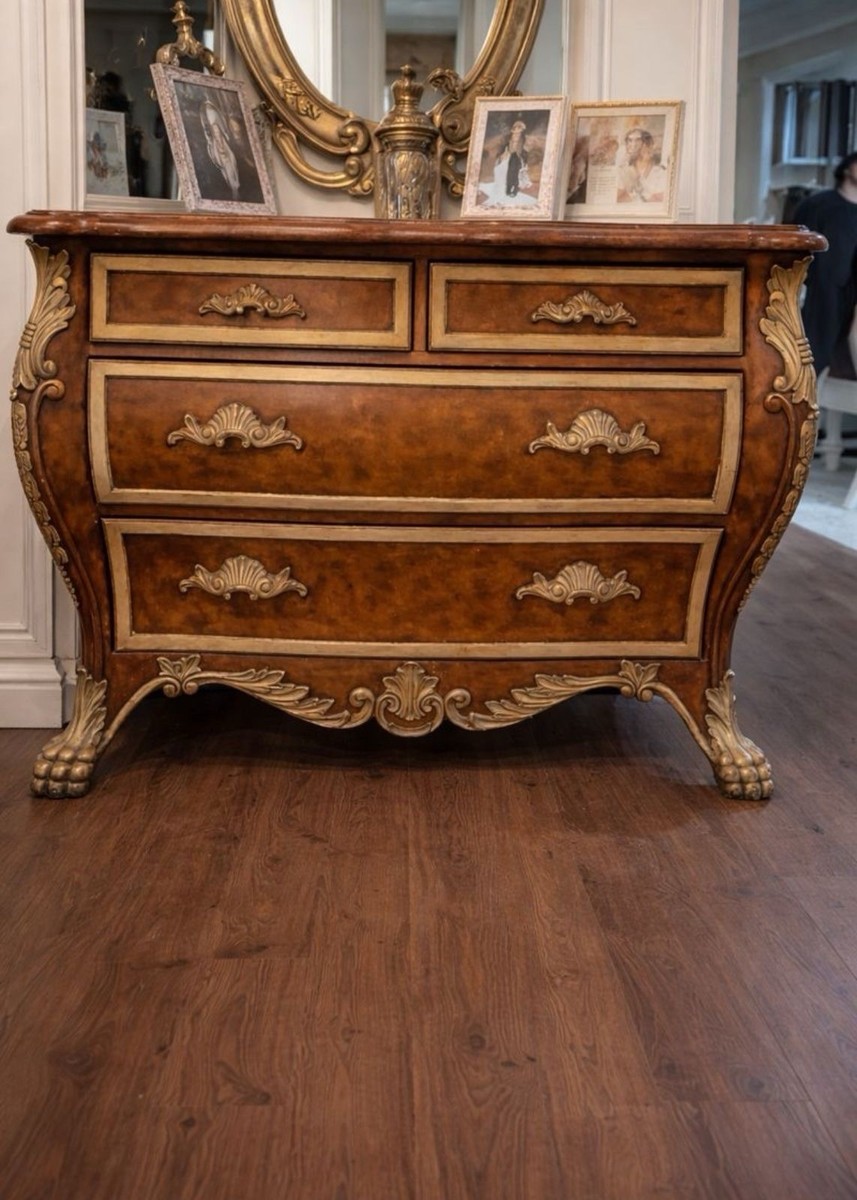 brown and gold dresser Antique Style Walnut Carved 4-Drawer Ornate Bedroom Furniture new dresses An optional round mirror Gold Sparkling Tutu Birthday Size:Custom made and fabric customization
