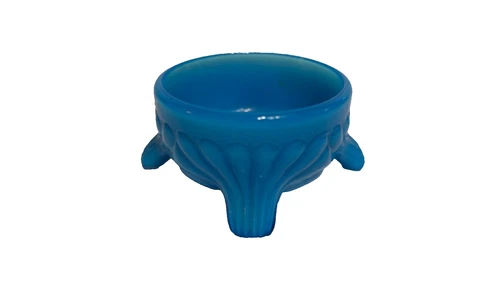 Vintage Satin Blue Milk Glass Salt Cellar Open Salt Dish