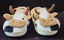 Women's Size 6-7 Cow Warm Slippers Plush Lining Indoor Cotton Slippers