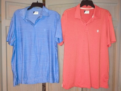 IZOD Golf SHIRT Men's Medium Short Sleeve Polo Collar Stripe 2-Button LOGO