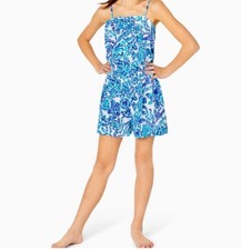 Lilly Pulitzer Blue  White Girls Jaycee Romper Large 10-12