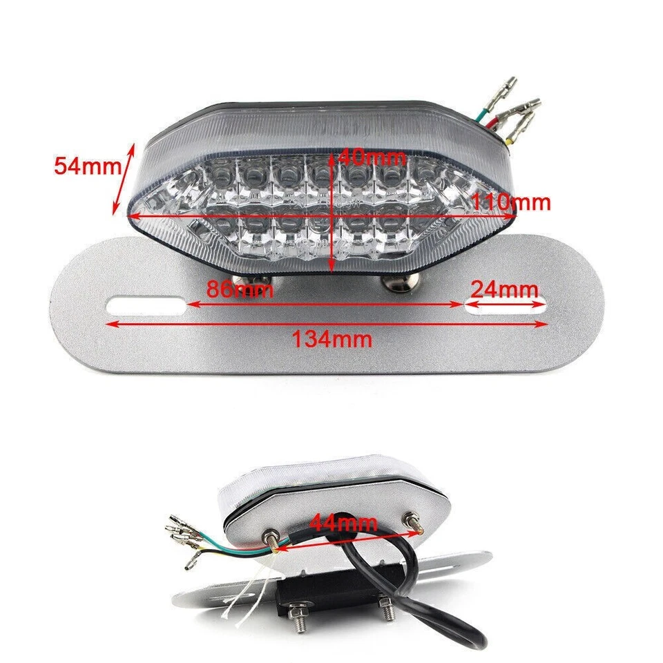 Luz traseira integrada placa de freio 16LED para motocicleta ATV sinal de seta - Imagem 3 de 4
