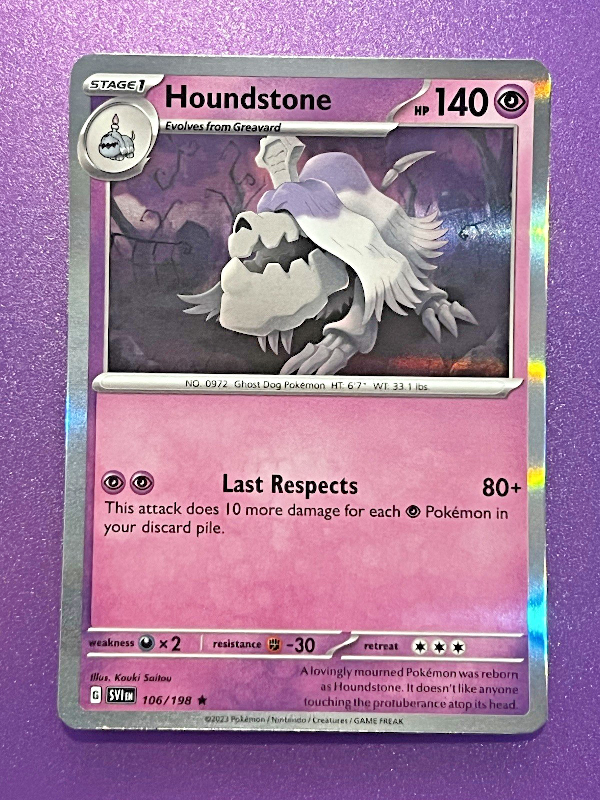 Pokemon Houndstone Scarlet & Violet 106/198 Holo