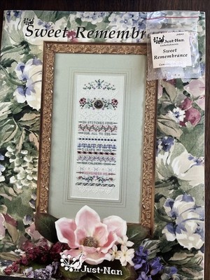 Just Nan ''Sweet Remembrance Sampler'' Cross Stitch Patten JNO73 & Embellishments