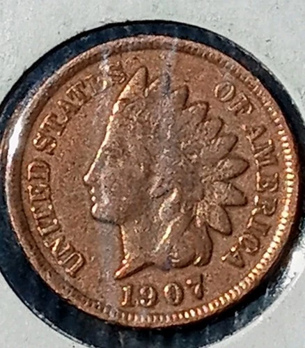 Rare 1907 1c Indian Head Cent PCGS MS RB Lustrous , Beautiful Coin, Penny, Coins