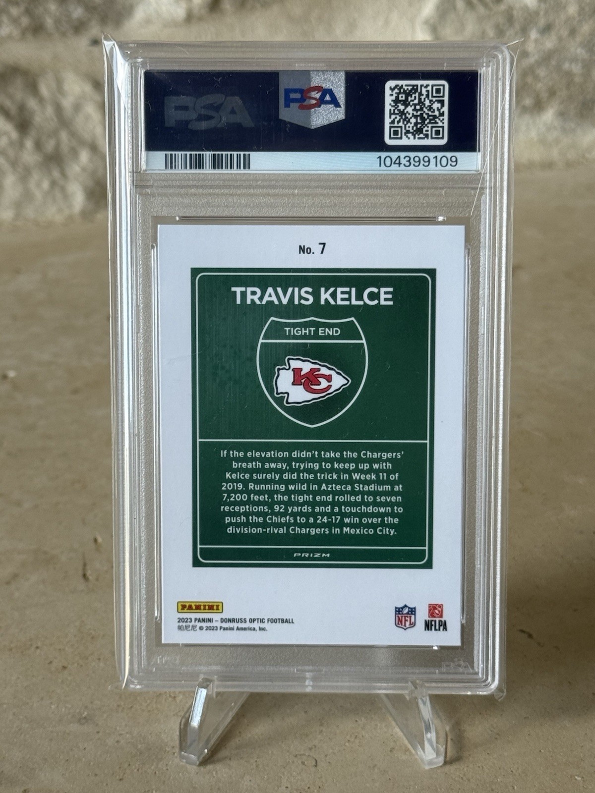 Panini Donruss Optic 2023 International Downtown Travis Kelce #7 PSA 10 Chiefs view 2