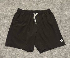 Vuori Men  s Kore Lined Solid Black Athletic Shorts Medium  Drawstring EUC