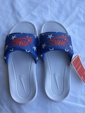 NEW Womens Nike Victori One Print USA Stars Red White Blue Slide Sandals Size 7