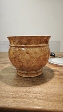Grande Vaso Cachepot Ceramica Vintage Spugnato Marmorizzato Radica Rustico