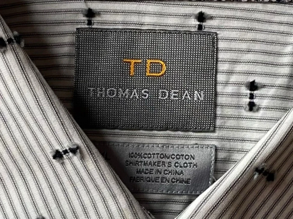 Camisa de vestir Thomas Dean para hombre 2XL blanca puño abatible manga larga abotonada Foto 4 de 4