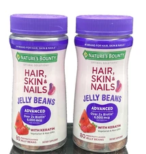 2 Pack Nature's Bounty Advanced Hair Skin Nails Jelly Beans Mixed Fruit 12/25