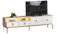Eleganter Tv-Lowboard Mit Beleuchtung Und Goldenen Akzenten