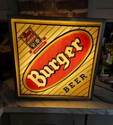 Rare Original Vintage Burger Beer Lighted Sign 2 Sided Cincinnati Man Cave Bar