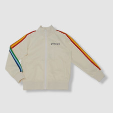 $320 Palm Angels Girl's Ivory Rainbow Tuxedo Stripe Track Jacket Size 4