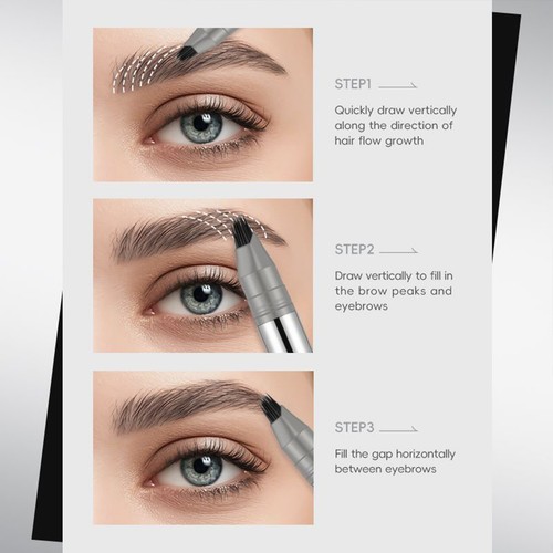 Eyebrow Pen Multi-fork Tip Liquid Brow Pencil Smudge-Proof Hairline - Picture 6 of 14