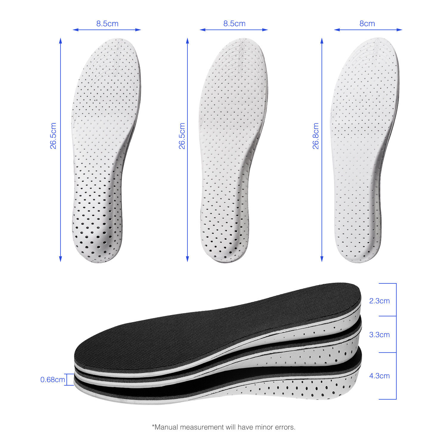 Air Cushion Height 人気が高い Soft Plantar Shoe Elevator Increase 税込 Insoles L