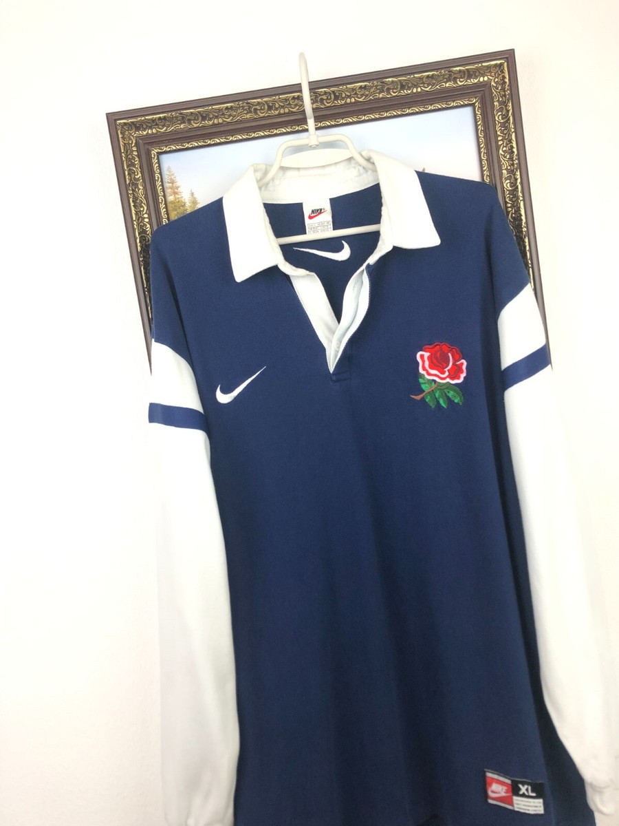 Vintage 90's Nike England Rugby Union Jersey Long Sleeve Shirt